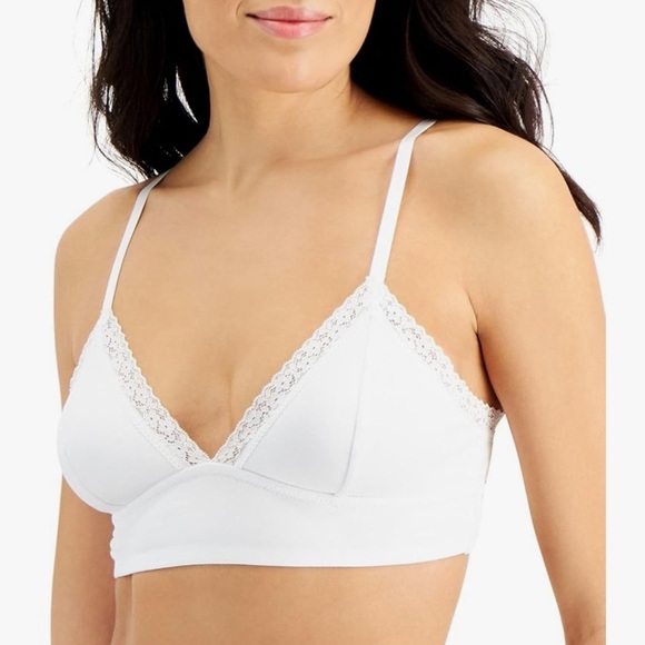 Core Bralette in bright White Lace Trim Bralette - Picture 1 of 4